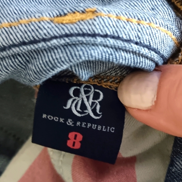 Rock & Republic Hula Flag "Fourth of July " frayed hem Denim Shorts sz.8 - Picture 5 of 10